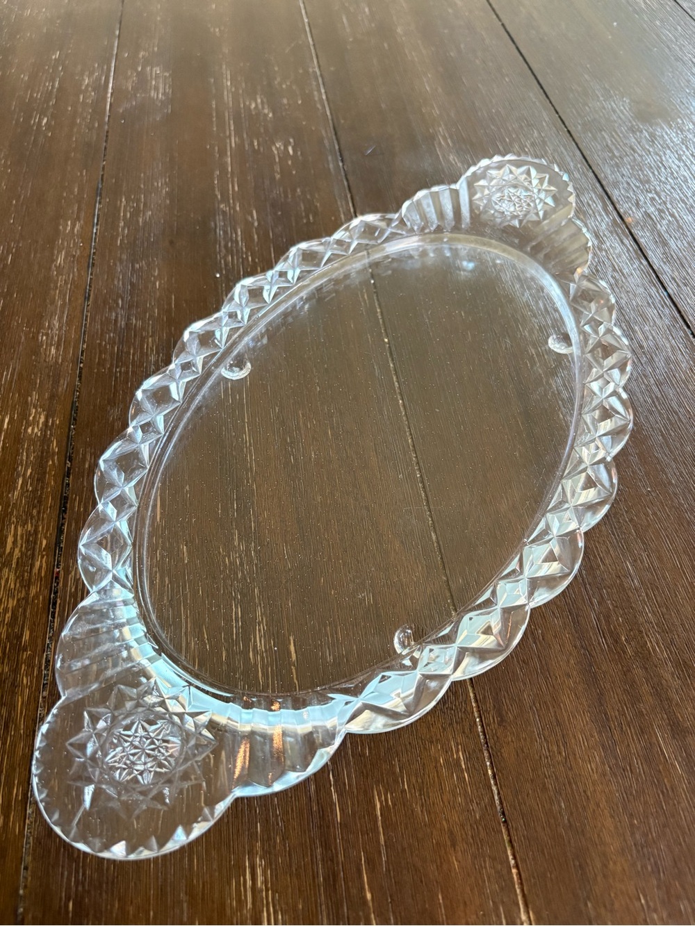 Vintage Clear Cut Glass Vanity Tray